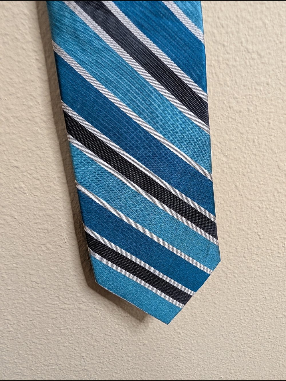 CK Calvin Klein 100% Silk Tie | Teal Navy White Stripe | Extra Long 63"
